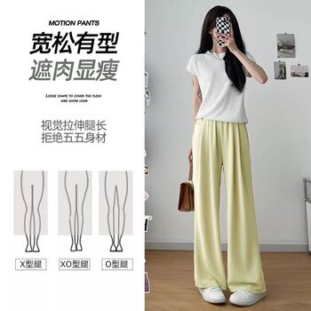 Fat mm summer new plus size women's slim floor-length pants ice silk pants women's casual wide-leg Yamamoto pants pear-shaped