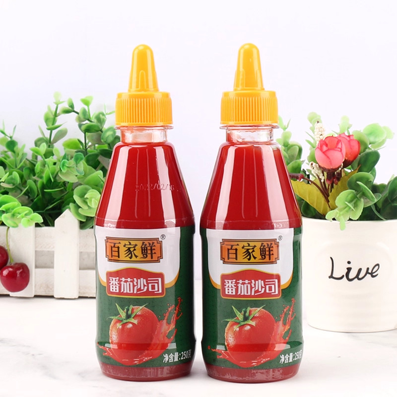 百家鲜番茄沙司250g/瓶家用小瓶挤挤瓶装番茄酱沙拉茄汁手抓饼酱,淘宝优惠券,粉丝福利购,淘宝优惠卷