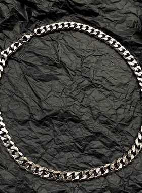 欧美古巴链子项链六切面男女潮流ins嘻哈夸张钛钢不掉色高街粗款