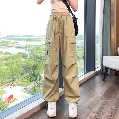 美式复古速干工装裤女春夏秋新款高腰束脚防晒运动休闲登山阔腿裤