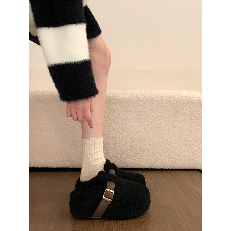 松糕厚底增高加绒勃肯鞋毛毛拖鞋女外穿2025冬季新款雪地靴棉拖鞋,淘宝优惠券,粉丝福利购,淘宝优惠卷
