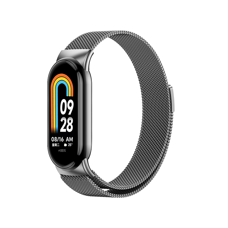 适用小米手环8手表带9金属米兰星光色磁吸腕带nfc版男女生快拆卡扣智能运动手环九牛仔小香八代替换带风夏天