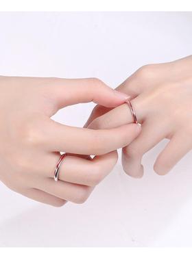 红线莫比乌斯情侣戒一对s925纯银情侣戒指开口可调节指环ins饰品