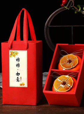 乔迁之喜柿柿如意柿子摆件玄关电视柜装饰品装饰搬家入宅礼物全套