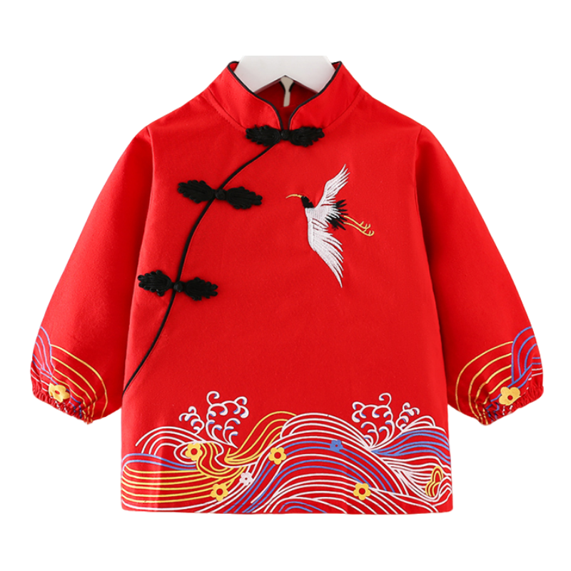 Children's smock Chinese style autumn and winter eating anti-dirty waterproof bib New Year's greetings meal skirt skirt for men and women baby New Year