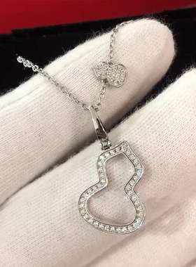 葫芦项链女中号红玉髓白贝母镶钻镂空葫芦锁骨链女