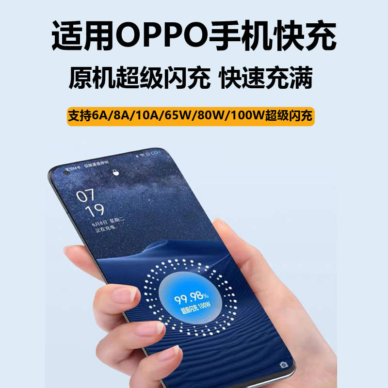 适用oppo原装充电线opporeno12手机65W充电器闪充findx3/x6/x7reno10pro安卓r17数据线tpyec超级快充a96a3a57 - 图1