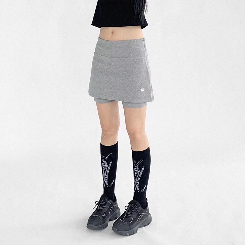 波点灰色弹力假两件运动裤裙显瘦瑜伽中低腰打底热裤半身裙健身裤,淘宝优惠券,粉丝福利购,淘宝优惠卷