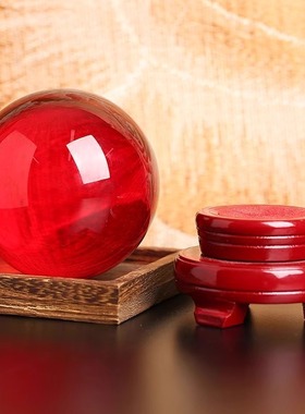 鸿运当头红色水晶球镇宅招财摆件家居开业红色转运客厅办公室