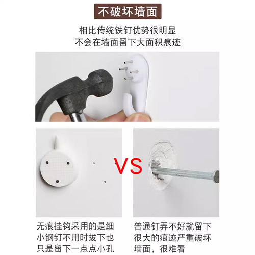 无痕钉墙钉墙壁挂画免打孔强力承重隐形挂钩挂照片相框婚纱照钩子 - 图2