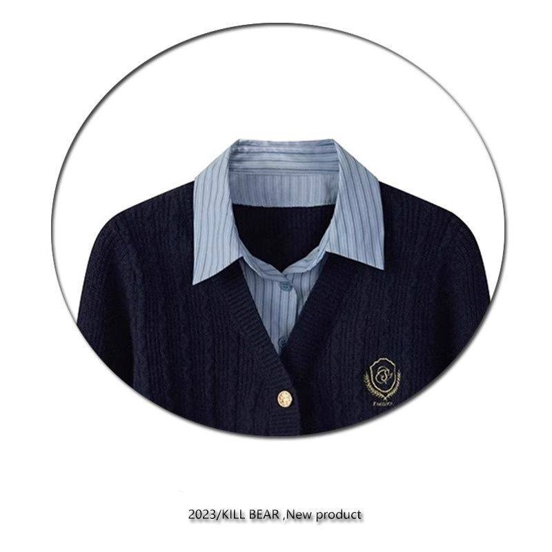 学院风polo领假两件针织毛衣女2025秋冬大码内搭新款英伦上衣,淘宝优惠券,粉丝福利购,淘宝优惠卷