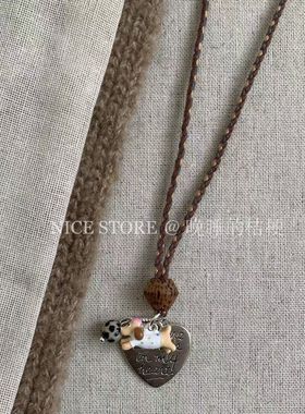 「奔跑小狗」复古编织爱心字母小狗项链长款毛衣T恤链高级感项链