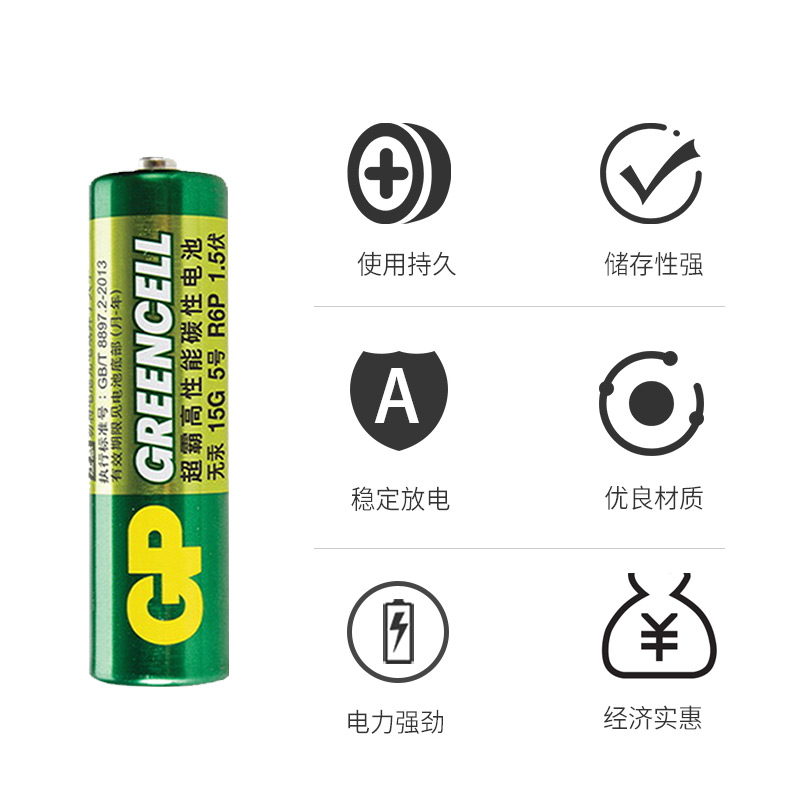 gp超霸5号/7号碳性电池电视空调遥控器钟表玩具挂钟鼠标话筒1.5v五号摇控电量 - 图1