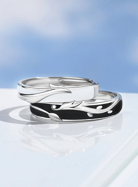 龙年925纯银情侣戒指男女原创国潮龙飞凤舞开口对戒ins风指环饰品