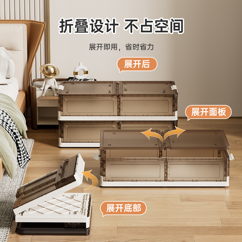 海兴床底收纳箱透明大容量超大抽屉式带滑轮放床下储物扁平收纳盒 - 图0
