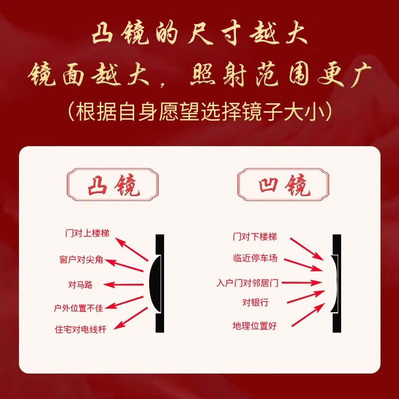 八卦镜凸镜大门口凹凸镜纯铜太极镜子凹镜窗户平面镜家居摆件葫芦-图1