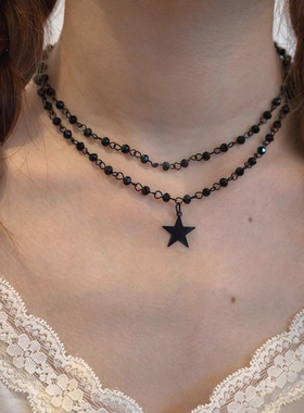 2025新款小众设计复古暗黑朋克星星五角星双层项链锁骨链帅气潮款