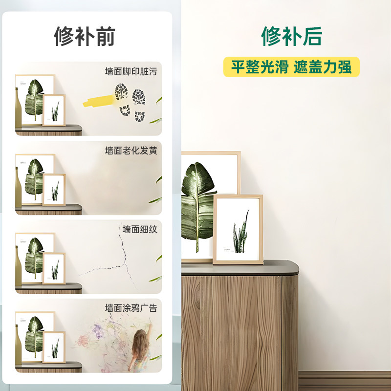 大滚筒漆小滚刷补墙白墙面修补膏墙壁修复乳胶漆去污神器粉刷环保 - 图2