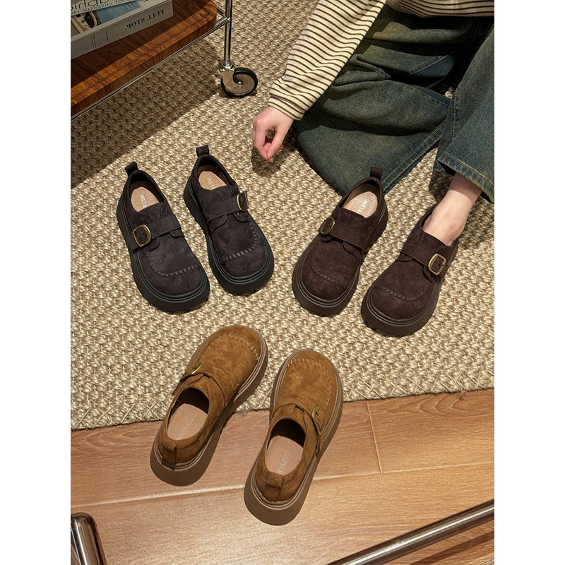 贾不假勃肯鞋女款2025新款秋季百搭增高小个子乐福鞋单鞋灰色咖色,淘宝优惠券,粉丝福利购,淘宝优惠卷