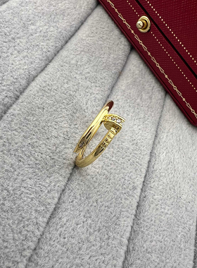 高版本精工对版微镶满钻钉子戒指女轻奢小众设计高级感送女友礼物