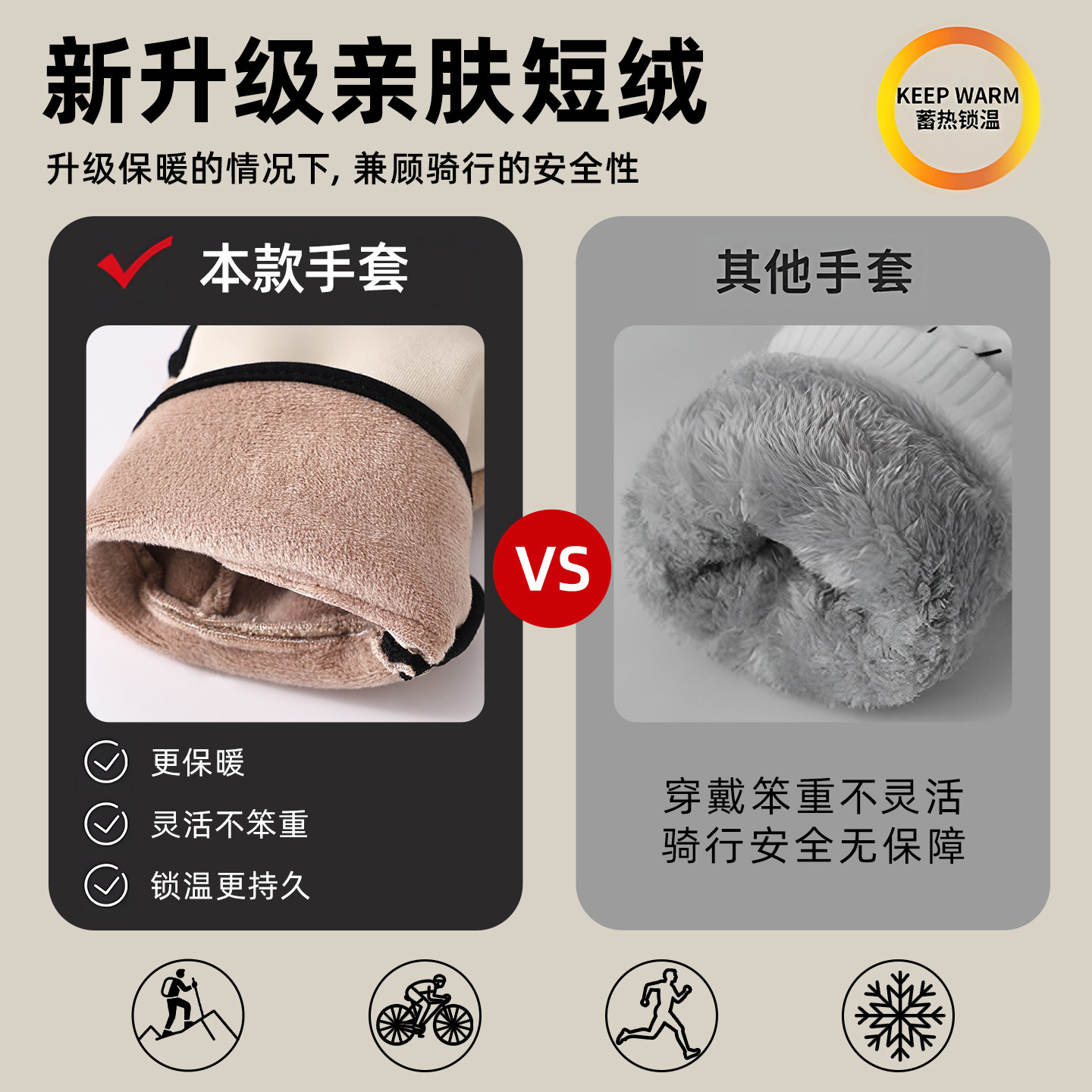 俞兆林加绒保暖骑行手套男女冬季防风防水触屏电动车防滑耐磨骑车,淘宝优惠券,粉丝福利购,淘宝优惠卷