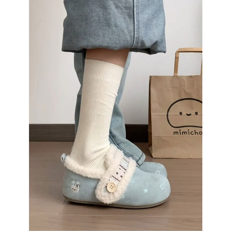 加绒保暖勃肯鞋女2025冬季新款复古魔术贴防滑毛毛鞋厚底雪地棉靴,淘宝优惠券,粉丝福利购,淘宝优惠卷