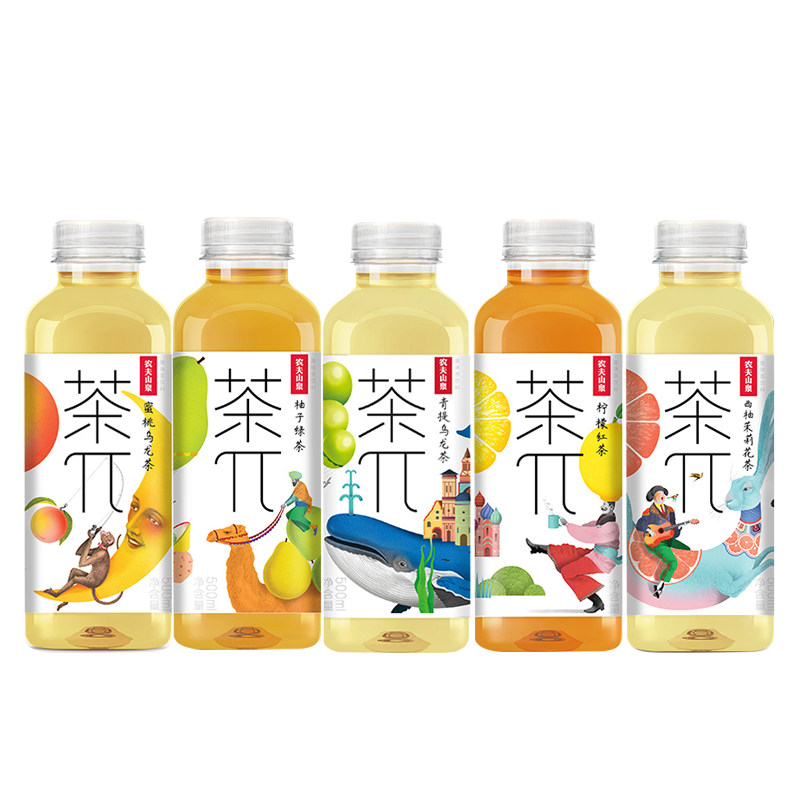 农夫山泉茶派果味茶饮料茶π500ml*6瓶蜜桃乌龙西柚茉莉花柠檬茶