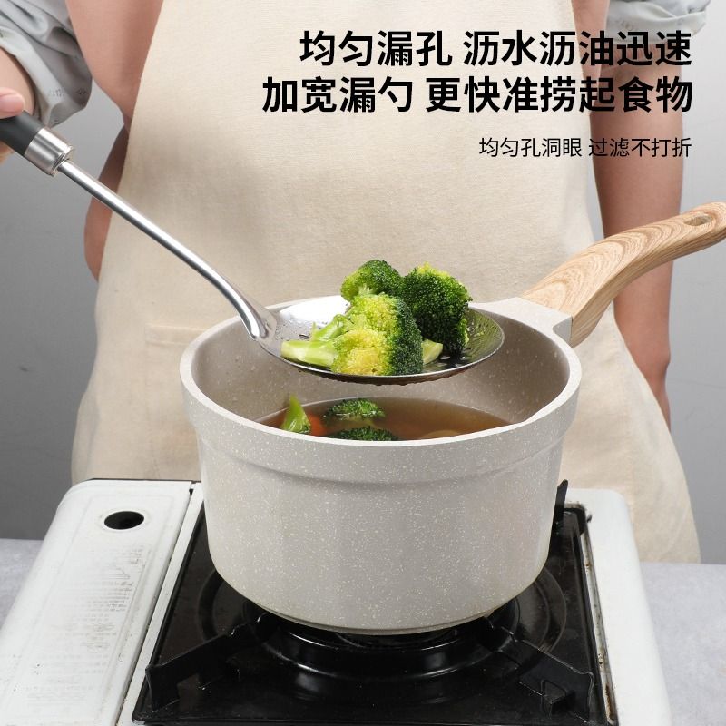 plys黑柄不锈钢锅铲耐高温炒菜铲家用捞饺子工具架厨房盛汤做饭