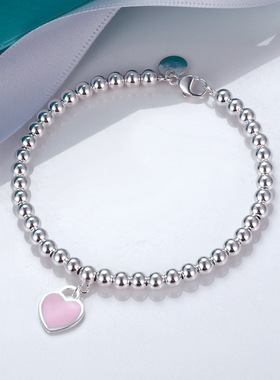 高版本4m珠珐琅爱心手链女t家ins小众设计感欧美跨境佛珠圆珠手串