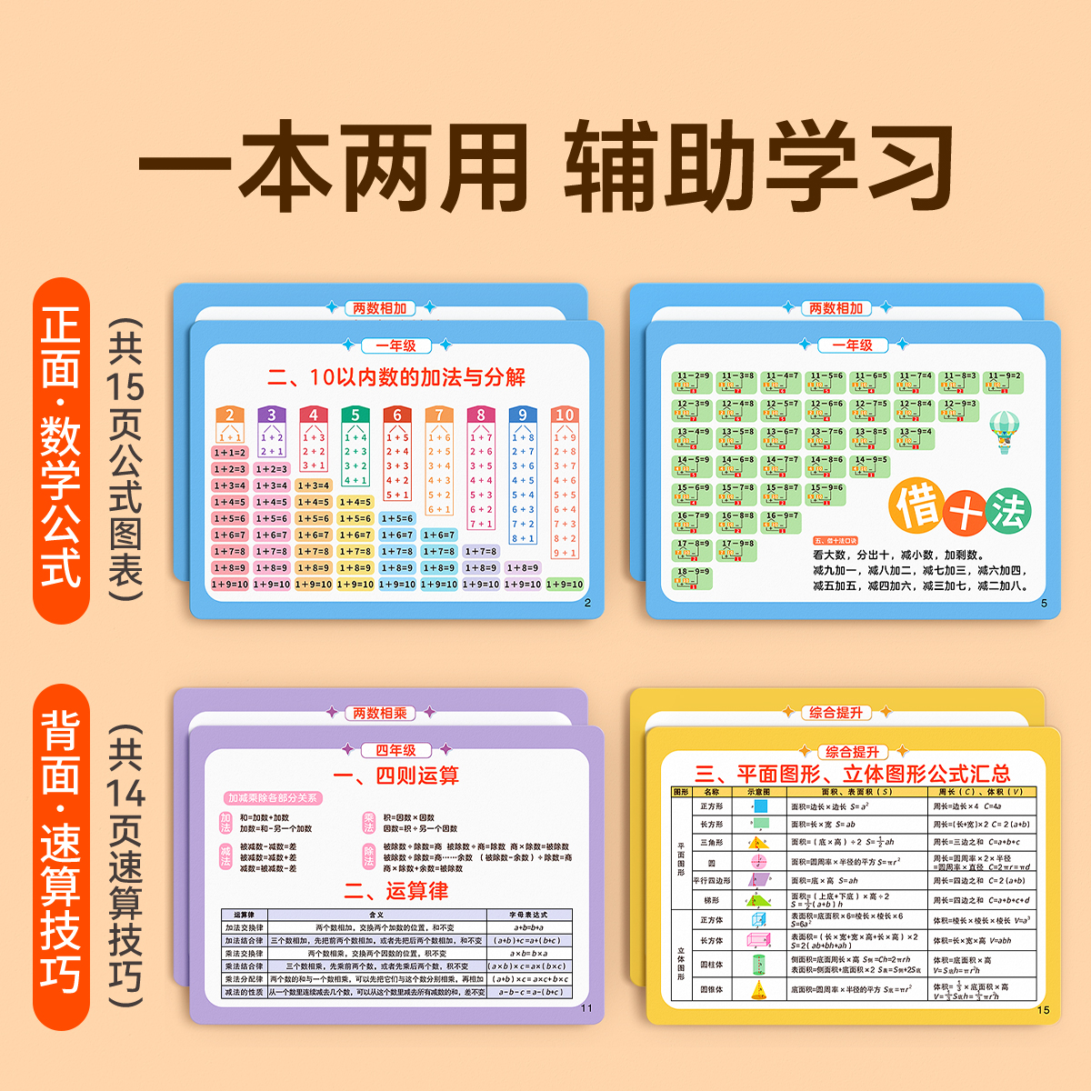 10以内加减法卡片小学数学公式台历大全九九乘除法口诀表背诵神器 - 图1