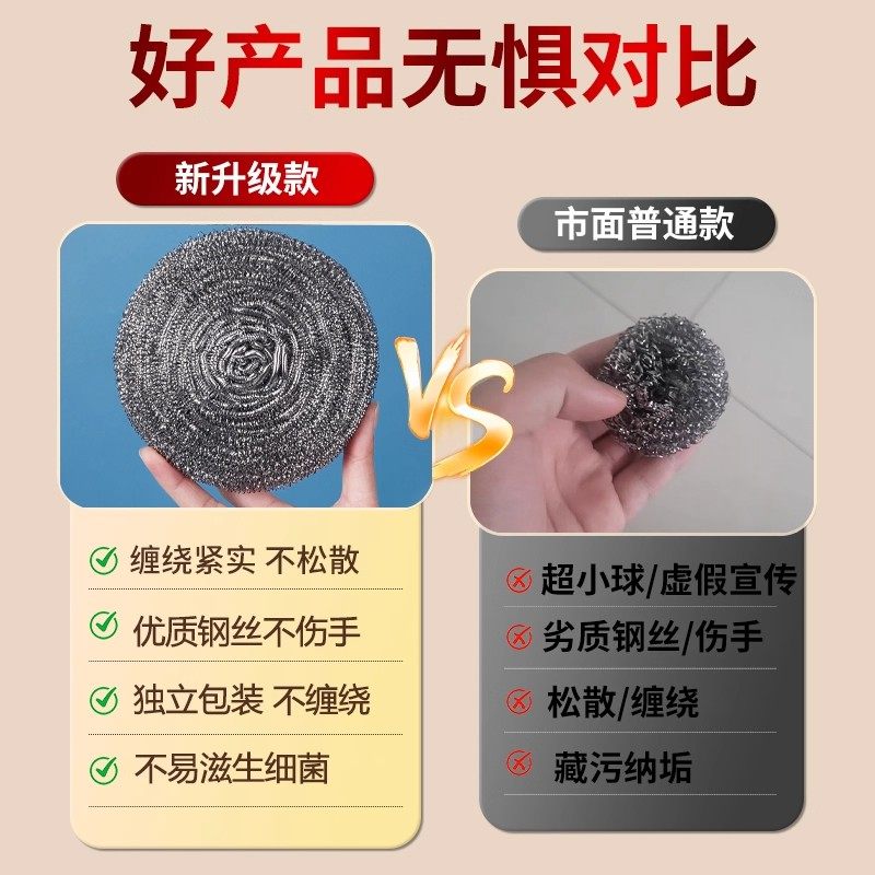 食品级304钢丝球清洁球不掉丝不锈钢家用厨房用刷锅球洗碗铁丝球,淘宝优惠券,粉丝福利购,淘宝优惠卷