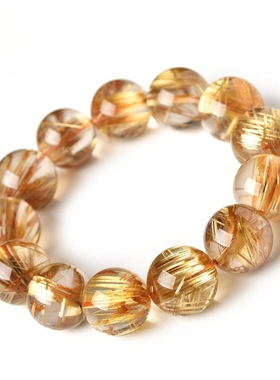 天然巴西金发晶手串散珠