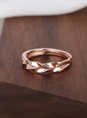s925纯银莫比乌斯环戒指女穗穗平安轻奢麦穗指环礼物玫瑰金白金