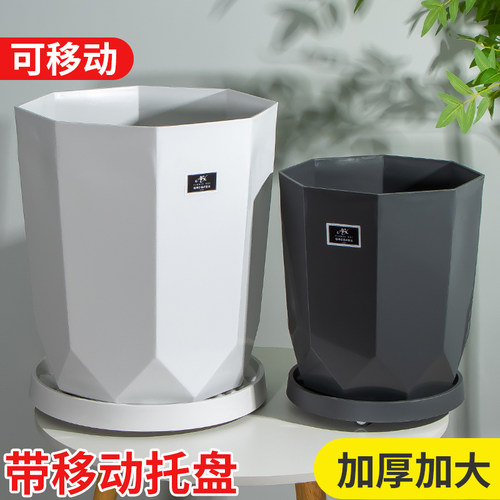 简约北欧风客厅塑料花盆发财树散尾葵专用花盆办公室大型绿植花盆 - 图0