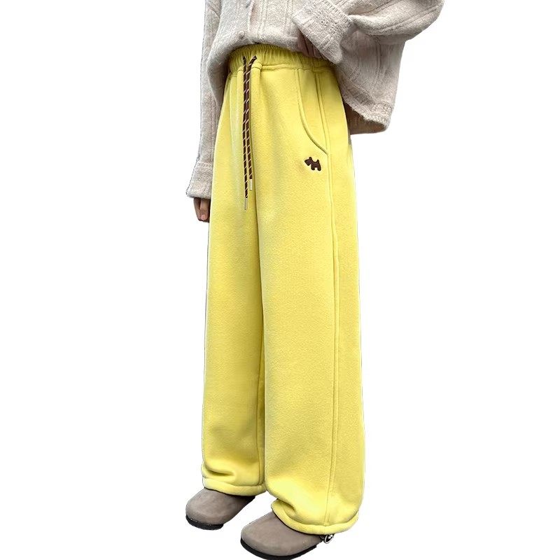 直筒裤子加绒秋冬新款大童女孩外穿休闲宽松大码运动裤一体绒加厚,淘宝优惠券,粉丝福利购,淘宝优惠卷