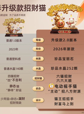 2026新款招财猫摆件自动招手摇手发财树店铺前台入户乔迁开业礼物