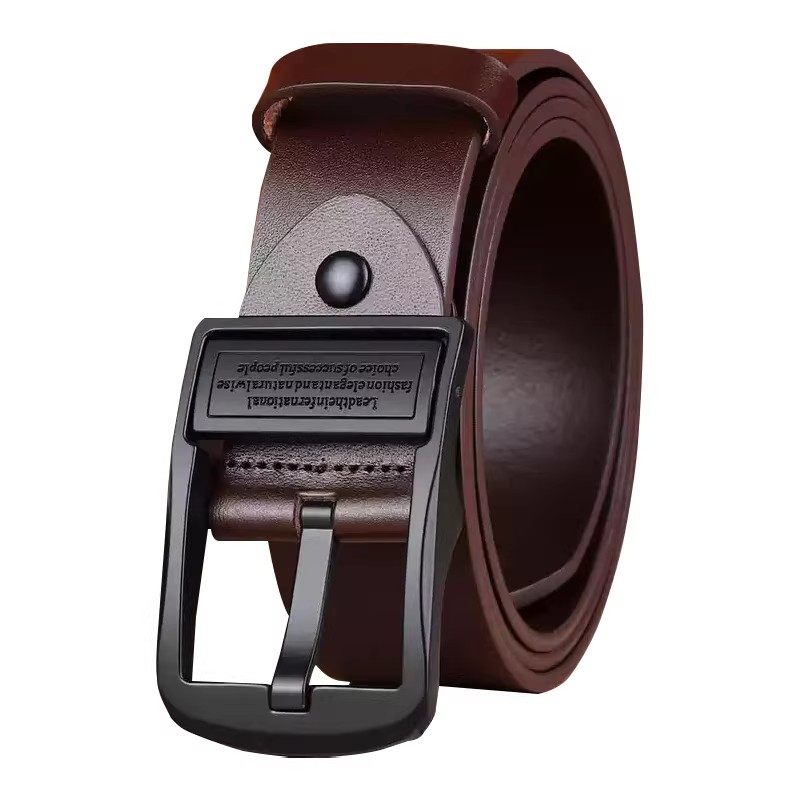 保罗头层男士皮带真牛皮针扣中青年高档百搭商务休闲针扣裤腰带男,淘宝优惠券,粉丝福利购,淘宝优惠卷