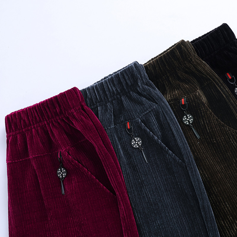 灯芯绒妈妈裤子春秋新款加绒宽松大码中老年人女高腰直筒奶奶长裤,淘宝优惠券,粉丝福利购,淘宝优惠卷