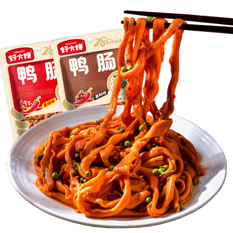 好大嫂香辣鸭肠26g氮气锁鲜香辣弹脆开袋即食休闲追剧解馋小零食