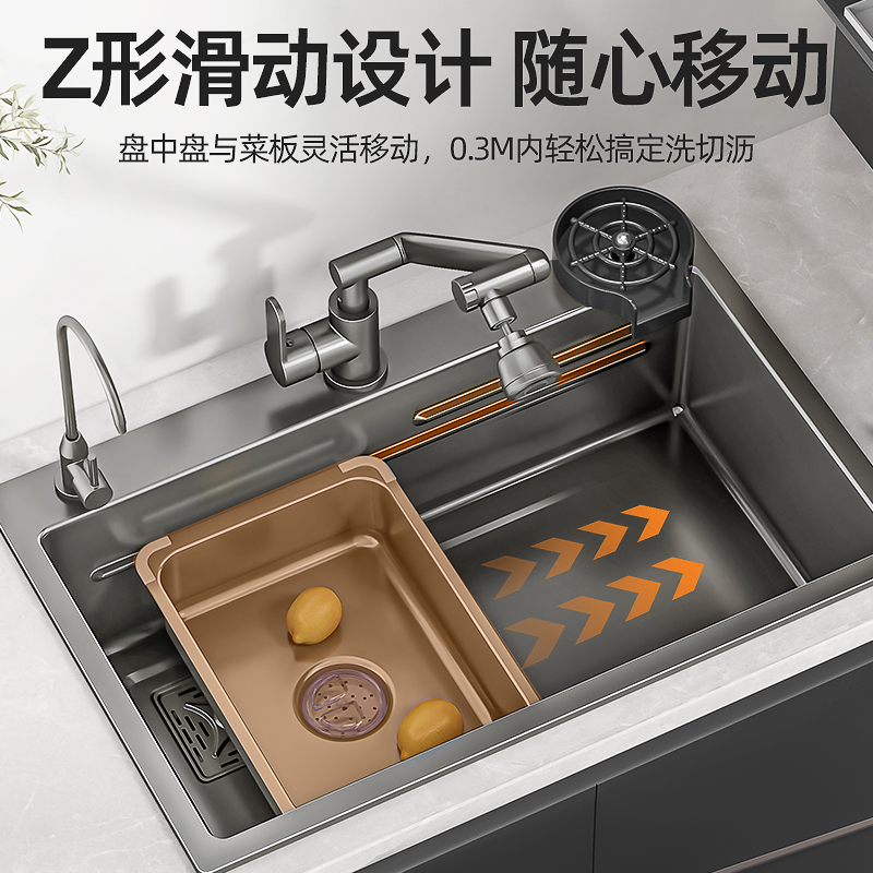 厨房洗菜盆大单槽304不锈钢水槽台下洗菜池水池多功能家用洗碗槽 - 图2