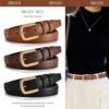 Casual square gold buckle ins red belt simple fashion versatile pin buckle women's belt thin jeans belt