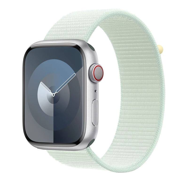 官方同款适用applewatch尼龙回环式表带S10/S9/S8星光色苹果手表iwatch7/6/5/4/3/SE2魔术贴运动编织彩虹表盘