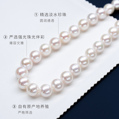 泰诗珍珠强光微瑕淡水珍珠项链s925银百搭通勤款大点位珍珠项链 - 图0