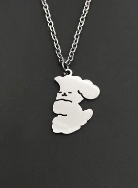 小狗抱抱项链闺蜜原创设计可爱钛钢礼物ins潮姐妹拼接情侣款挂件