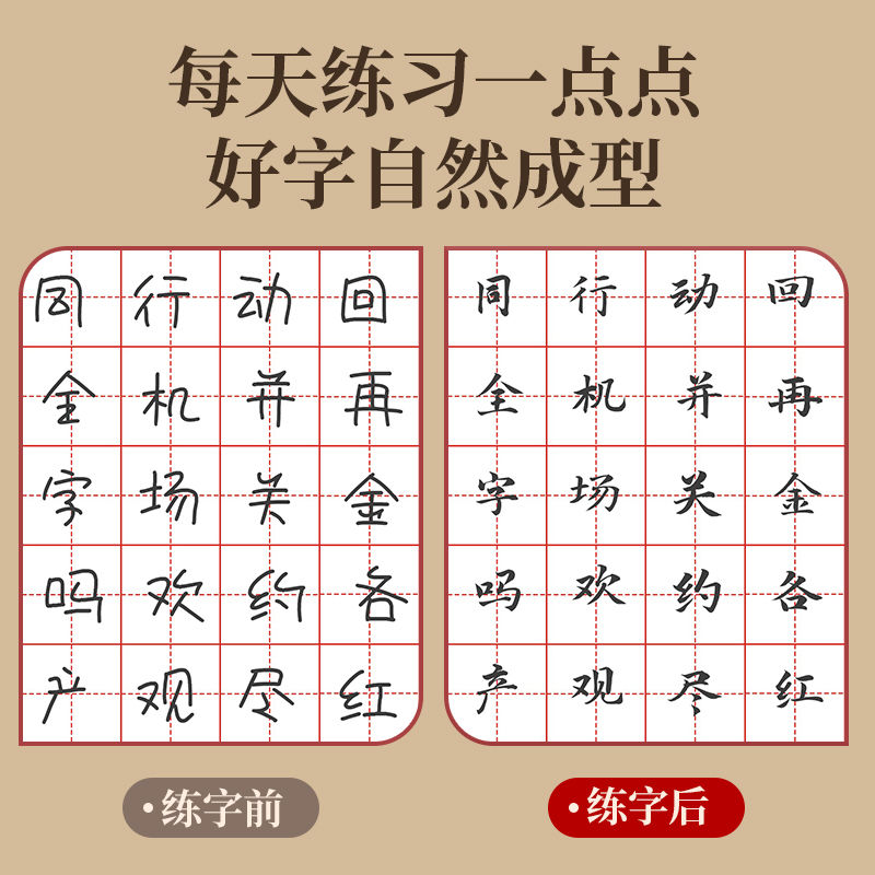 行书控笔训练字帖成年成人速成练字本行楷高频常用字笔画偏旁专项练习纸钢笔硬笔书法田字格高中生写字帖部首书写字体基础汉字临摹-图1