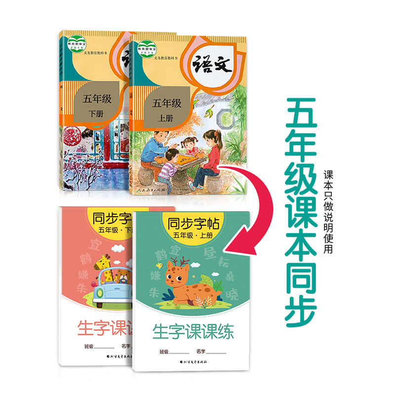 2026新版五年级语文同步临摹练字帖上册下册人教版小学生专用生字字帖钢笔每日一练正楷笔画笔顺练习册练字本写字贴硬笔书法楷书,淘宝优惠券,粉丝福利购,淘宝优惠卷