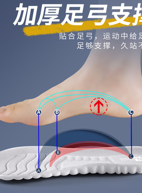 踩屎感运动鞋垫男艾草吸汗除臭