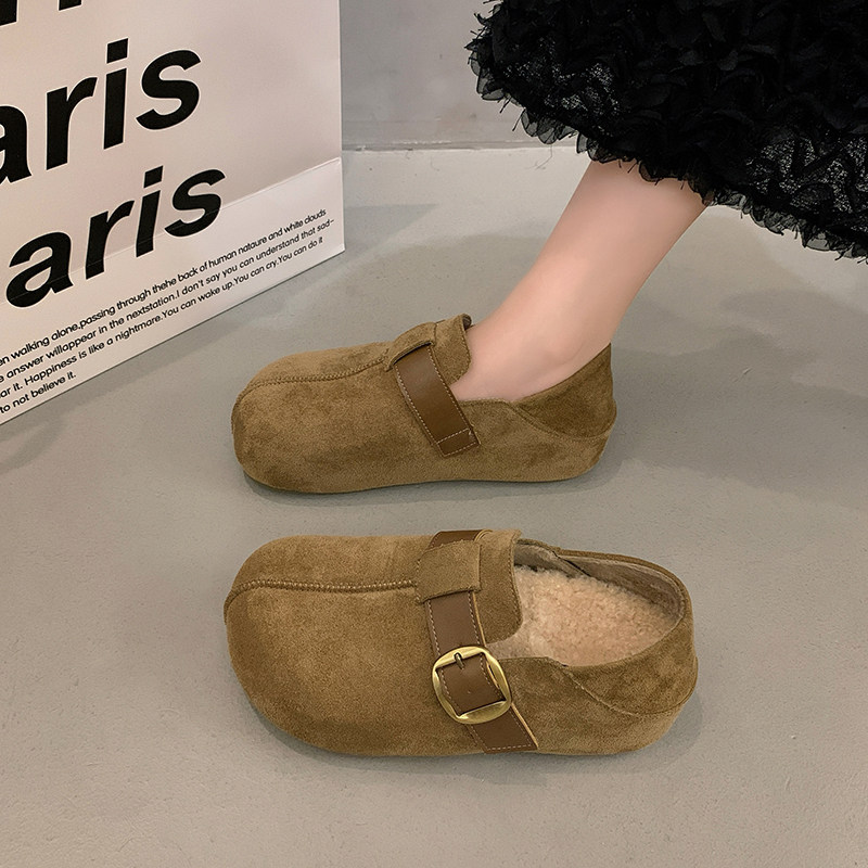 两穿勃肯鞋女冬季加绒大头丑萌保暖棉鞋2025新款内增高乐福鞋毛绒,淘宝优惠券,粉丝福利购,淘宝优惠卷
