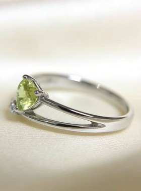 天然橄榄石爱心女戒指