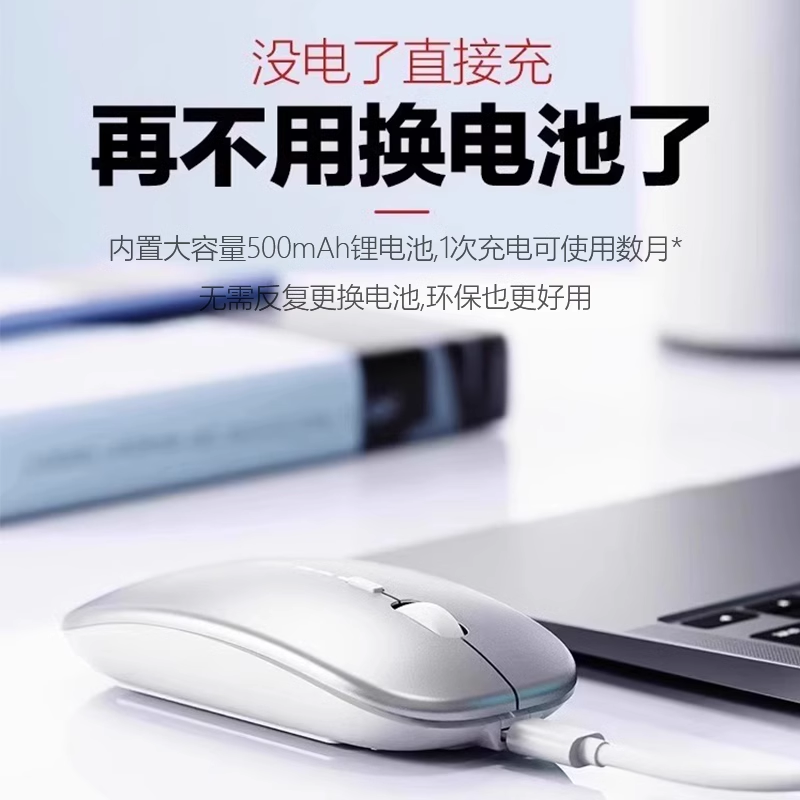 Bluetooth Wireless Mouse Dual Mode Silent Silent Rechargeable Laptop Tablet Mouse for Girls Office